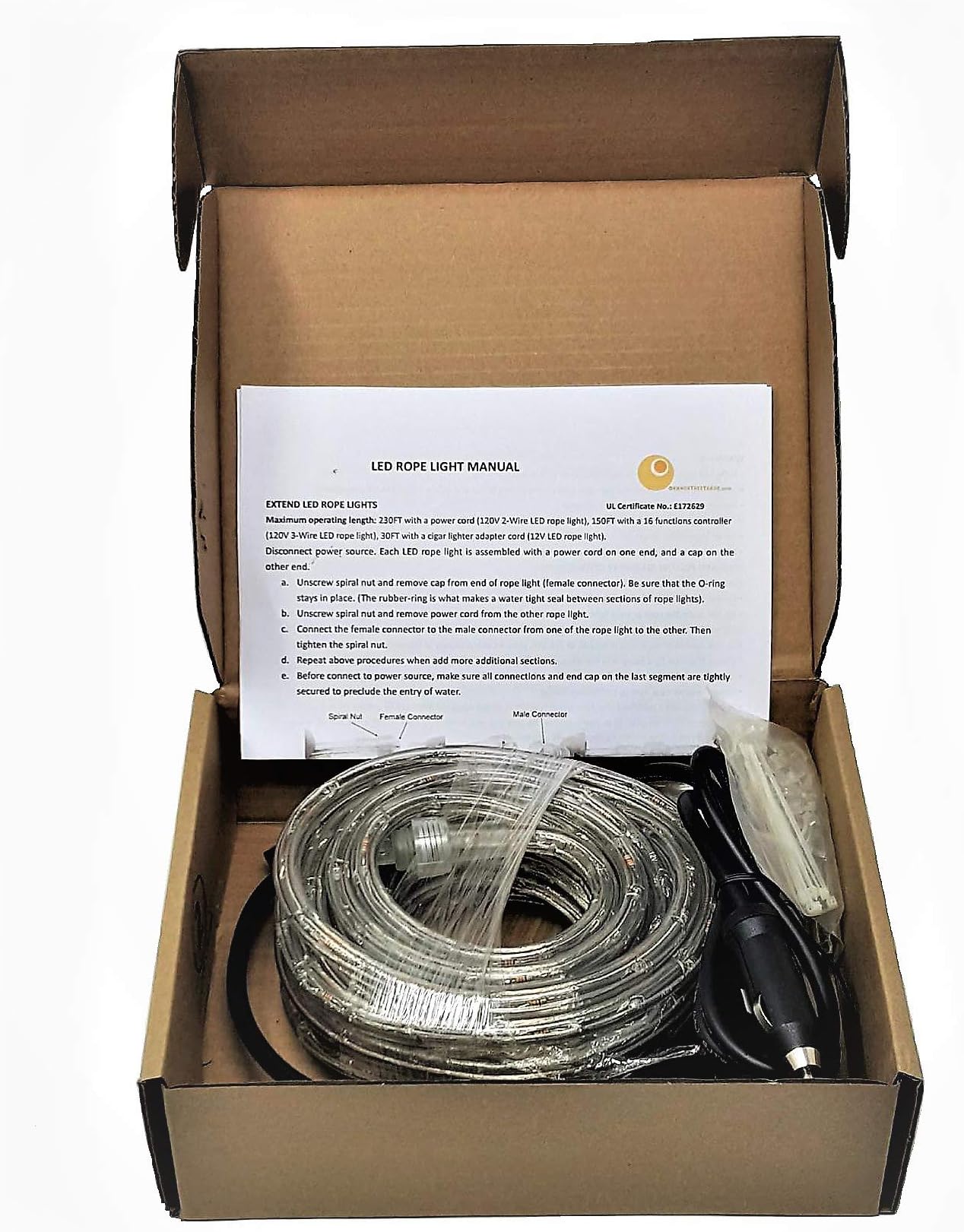 18FT WARM WHITE LED Rope Light Kit For 12V System, Christmas Lighting, Outdoor rope lighting