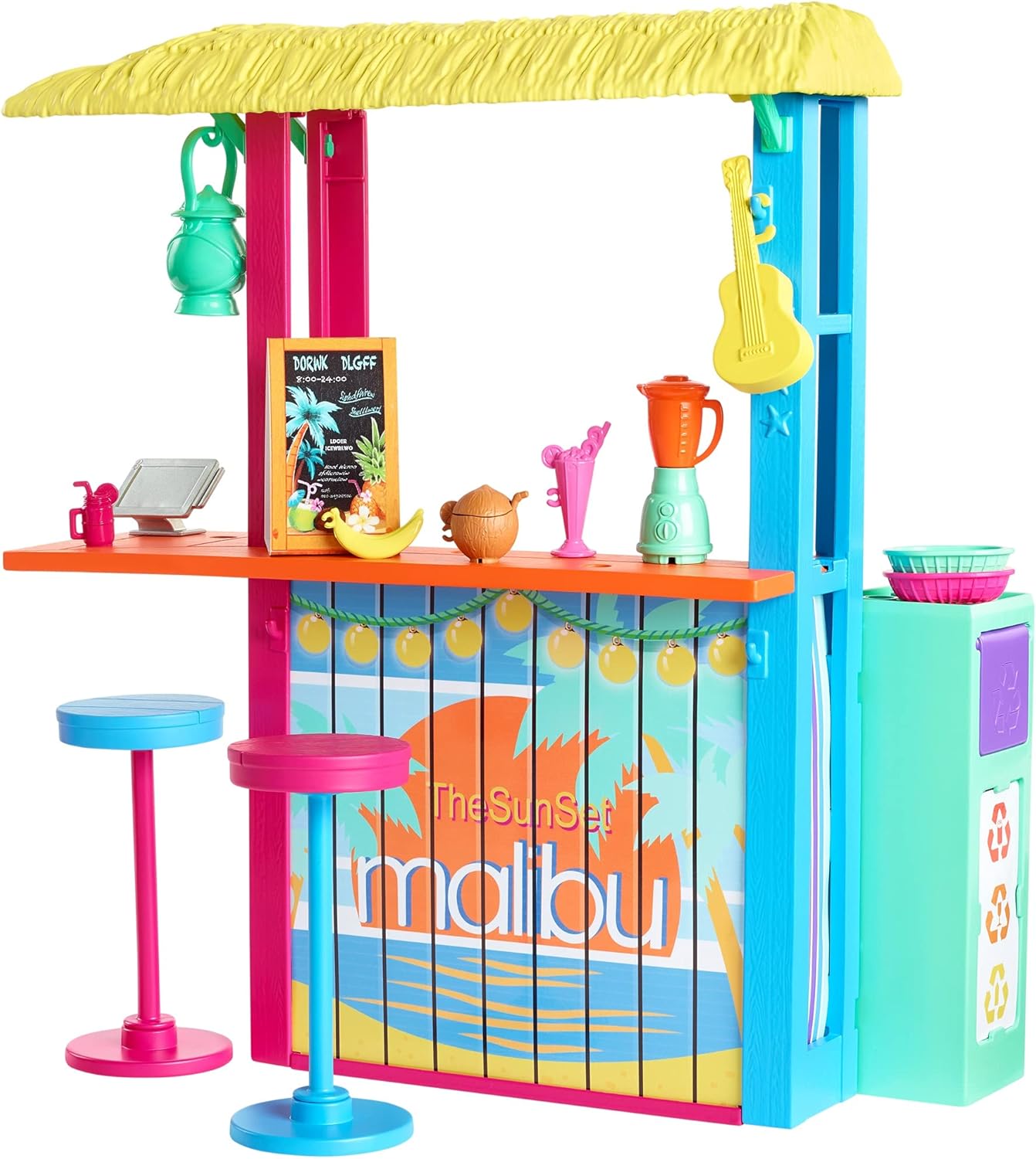 Barbie Loves The Ocean Beach Shack Playset with 18+ Accessories, Made from Recycled Plastics, Gift for 3 to 7 Year Olds