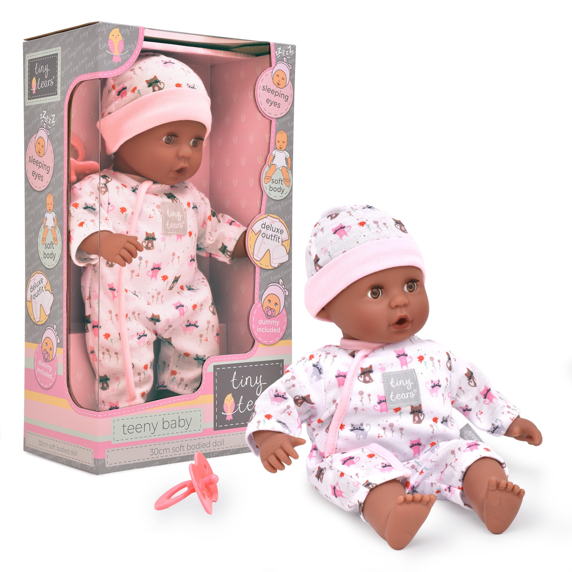 John Adams | Tiny Tears - Teeny Baby - 30cm soft bodied doll: One of the UK's best loved doll brands! | Nurturing Dolls | Ages 10m+, Pink