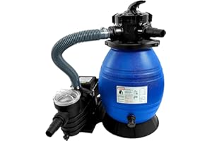 Jacgood 13" Pool Sand Filter 3/4HP, Sand Filter Pump for Above Ground Pool, 3648GPH up to 12000 Gallon, 6-Way Valve, Easy Installation, Blue