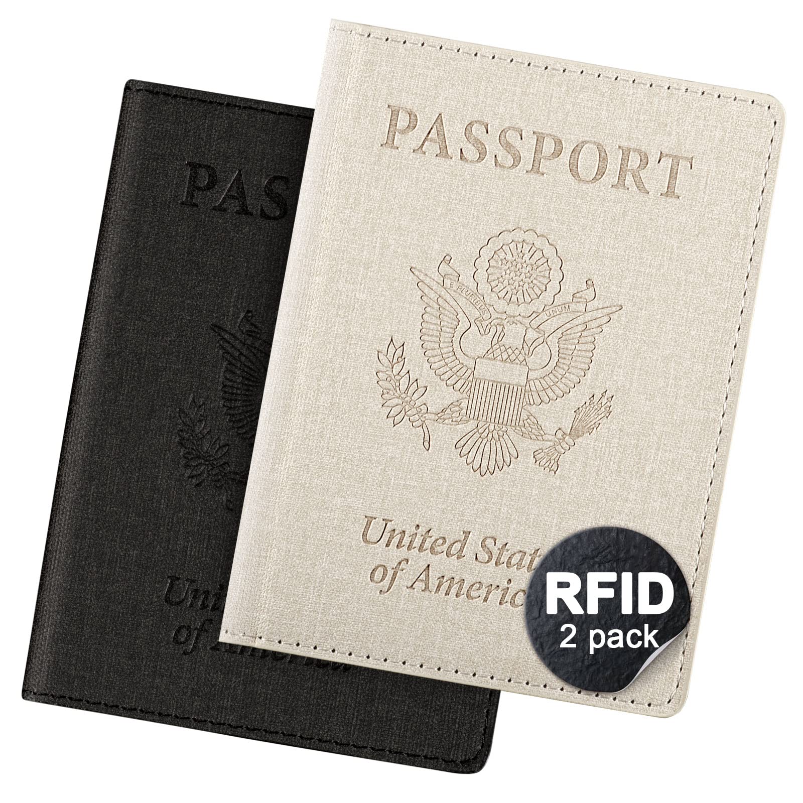 Photo 1 of 2 Pack Passport Cover With Card Slots RFID Blocking-White&Black