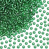 Round Glass Beads Penta Angel 2200Pcs 2mm Mini Craft Loose Spacer Pony Beads for Earring Bracelets Necklace Waist Beads Jewelry Making(Green)