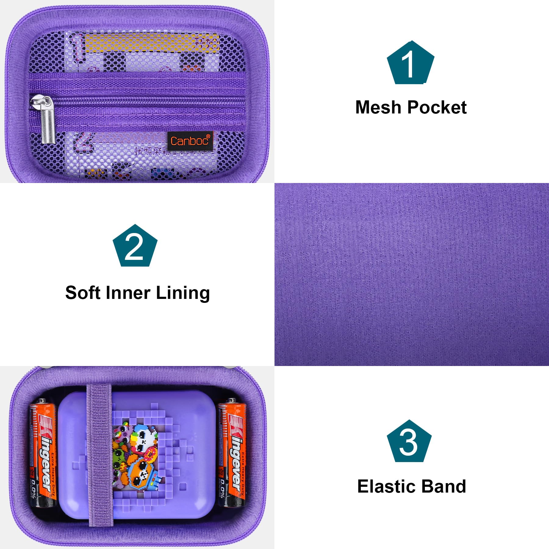 Canboc Hard Carrying Case for Bitzee/Bitzee Disney/Bitzee Magicals Interactive Toy Digital Pet, Virtual Electronic Pets Kids Toys Storage Bag, Purple+Purple (Case Only)