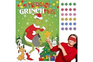 EMPOF Christmas Games - Pin The Star Christmas Crafts Games for Kids Families Party, Griinch Games Party Decorations Supplies Favors, Indoor Christmas Decorations Home Decor, Xmas Kids Activities Presents