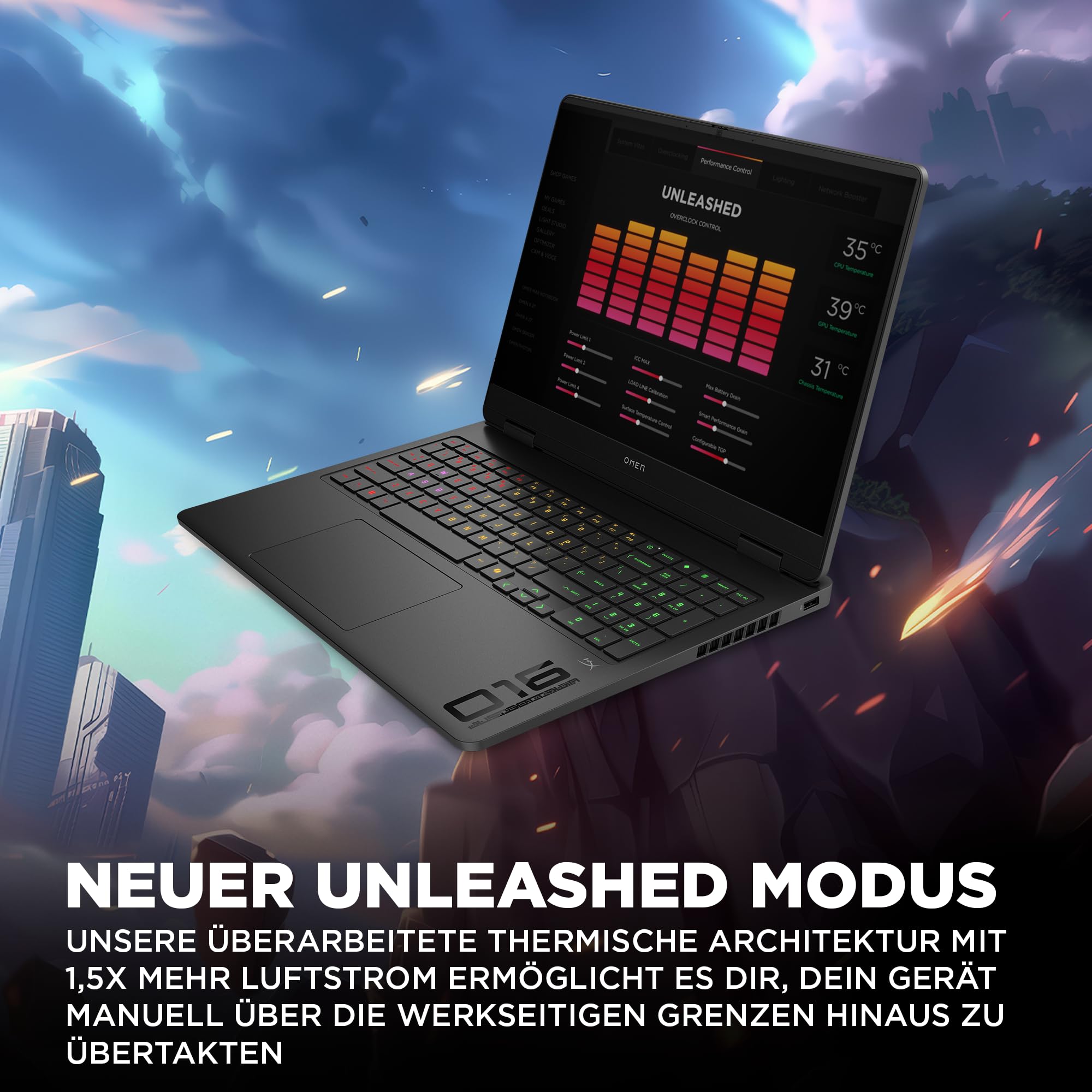 OMEN Gaming Laptop, 16" WUXGA Display 1920×1200, 16:10, 144Hz, AMD Ryzen 9 8940HX, NVIDIA GeForce RTX 5070, 32GB RAM, 1TB SSD, Win 11, 4-Zonen-RGB-QWERTZ Wi-Fi 6, Shadow Black, inkl. 3 Monate GamePass 6