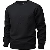 MAGCOMSEN Mens Crewneck Sweatshirts Long Sleeve Geometric Textured Pullover Shirts Winter Fall Casual Soft Sweatshirt