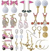 Quelay 12 Pairs Golf Earrings for Women Golf Accessories Jewelry Studs Birthday Gifts for Golfer Golfing Lovers