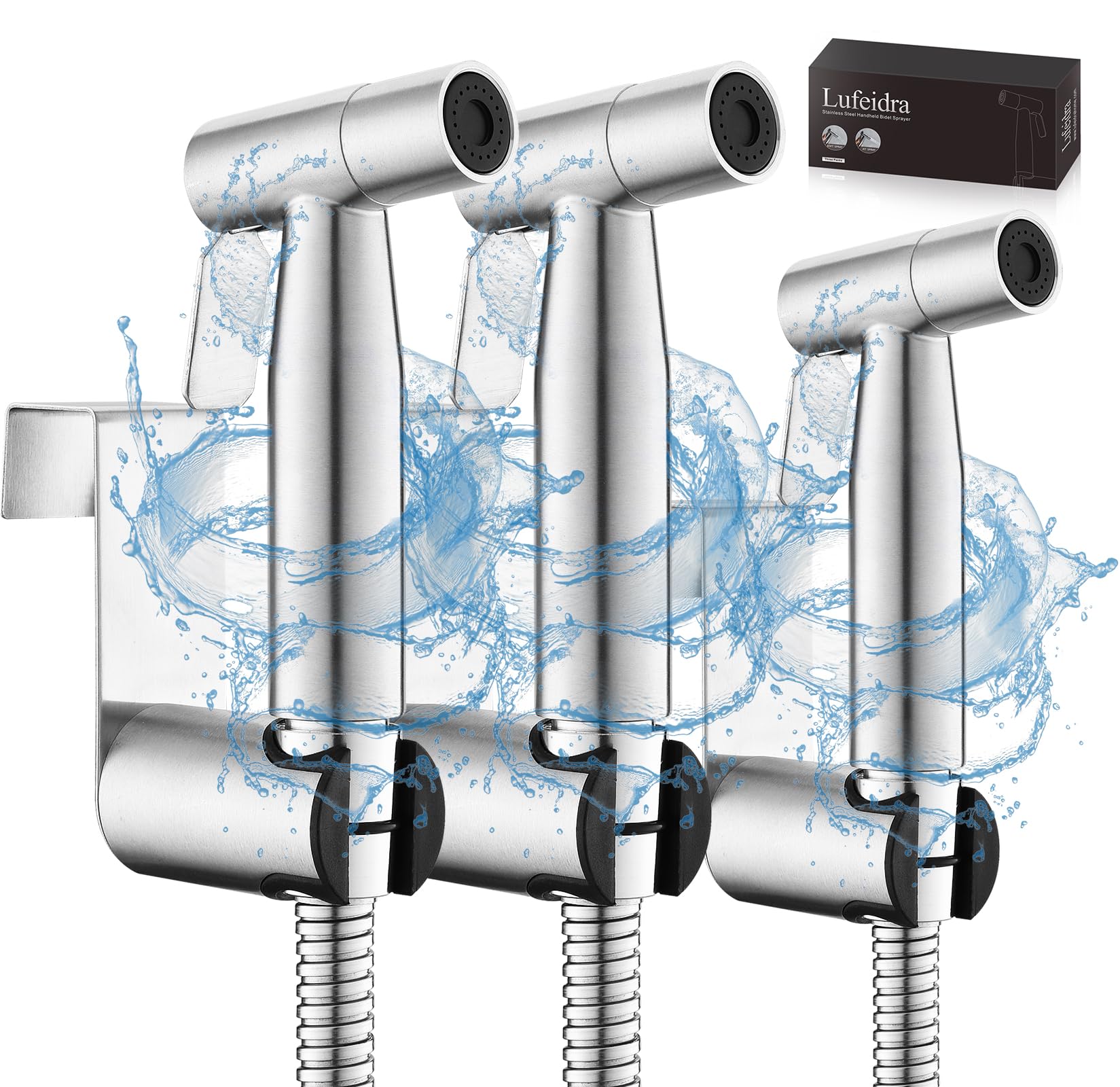 LUFEIDRA 3 Pack Handheld Bidet Sprayer for Toilet, Adjustable Water Flow
