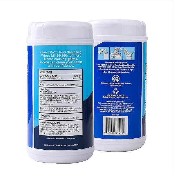 CLOROX PRO HAND WIPES IN RESEALABLE CANISTER, 40 CT | CLOROX ALCOHOL FREE WIPES WITH BZK | CLOROX HAND WIPES, TRAVEL HAND WIPES, ALCOHOL FREE HAND WIPES, WIPES FOR HANDS