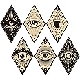 Nuenen 6 Pcs Black Eye Wall Decor Boho Wall Art Gothic Minimalist Wall Decoration Wooden Diamond Hanging Artwork Farmhouse Wall Pediments 11.81 x 6.69 Inch for Bedroom Livingroom Bathroom Apartment