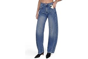 SEVEGO Tall Womens 30/32/34 Barrel Jeans Vintage Wide Leg Mid Rise Baggy Y2k Cropped Relax Fit Denim Trouser Ankle Pants