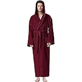 Arus Men's Hooded Classic Bathrobe Turkish Cotton Robe with Full Length Options