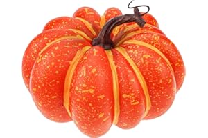 Meiwlong 6.7 Inch Orange Artificial Pumpkins for Decorating,Carvable Foam Pumpkin,Fall Harvest Thanksgiving Halloween Pumpkins Decor,Outdoor Pumpkin for Porch,Kitchen Table Decor