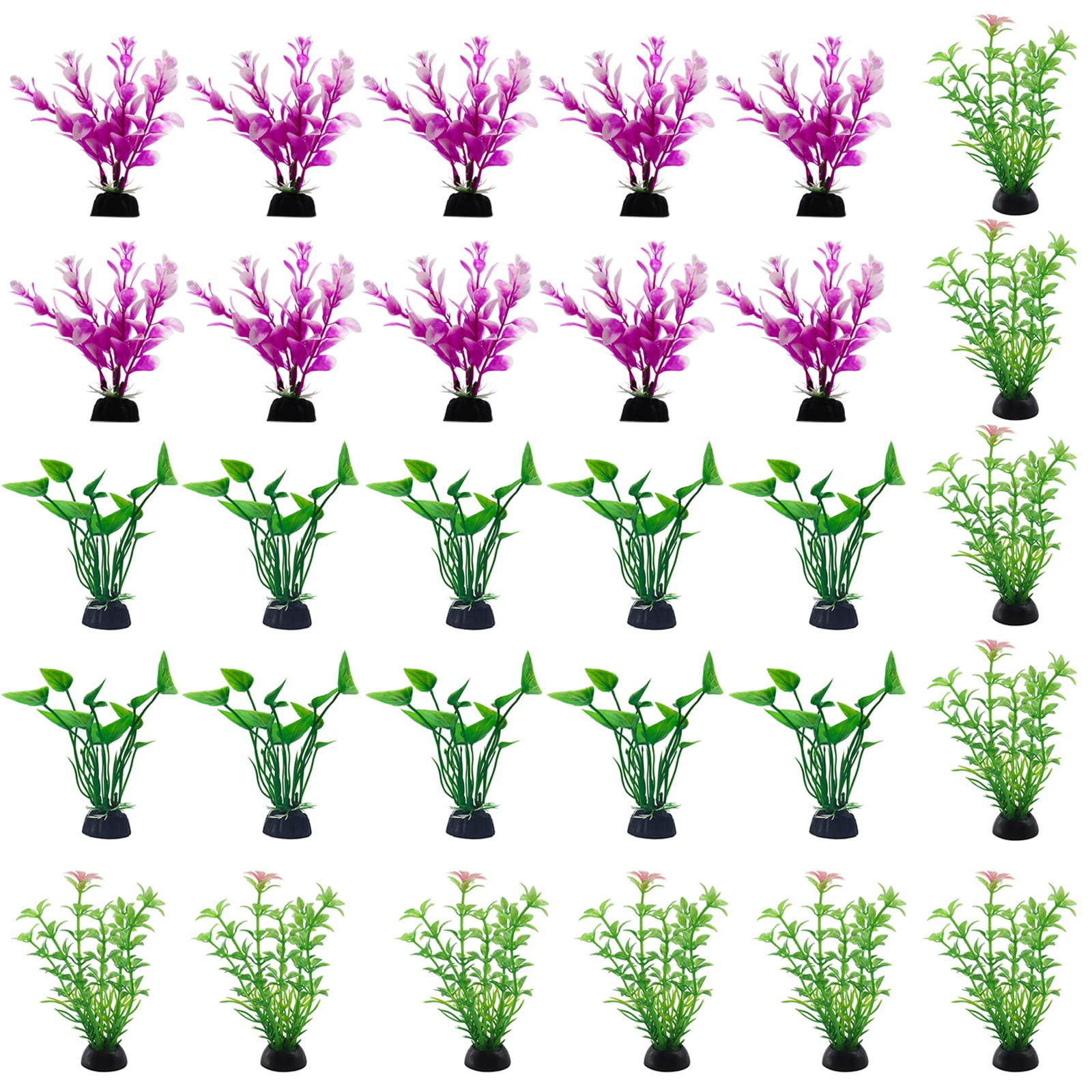 30 Pieces Aquarium Artificial Plants Aquarium Plastic Plants Plant for Fish Tank Plants Fish Tank Decorations Three Plant Stems 10cm for Plant Goldfish Water Landscape Fish Hidden Tree Set Tre