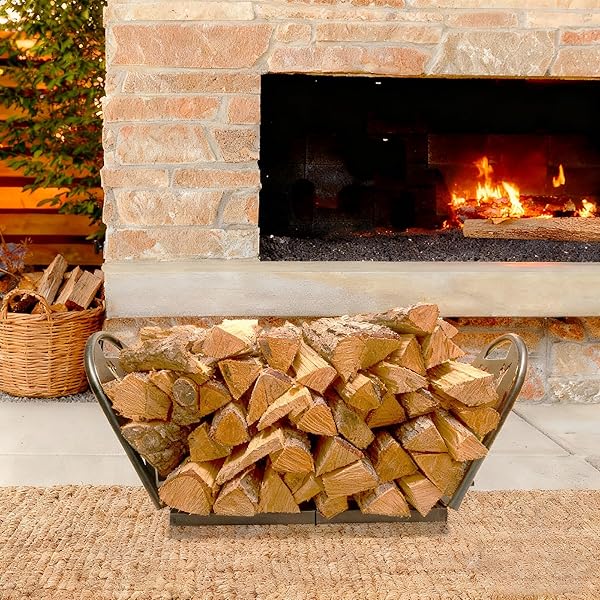 IA GARDEN 36-INCH HEAVY DUTY FOLDABLE FIREWOOD RACK – PORTABLE METAL LOG HOLDER FOR INDOOR OUTDOOR, FIREPLACE PATIO DECK FIREPIT STORAGE ORGANIZER