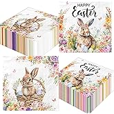 Easter Napkins,48pcs Easter Paper Napkins Disposable Easter Bunny Napkins Cute Rabbit Napkins for Spring Holiday Easter Party Decorations