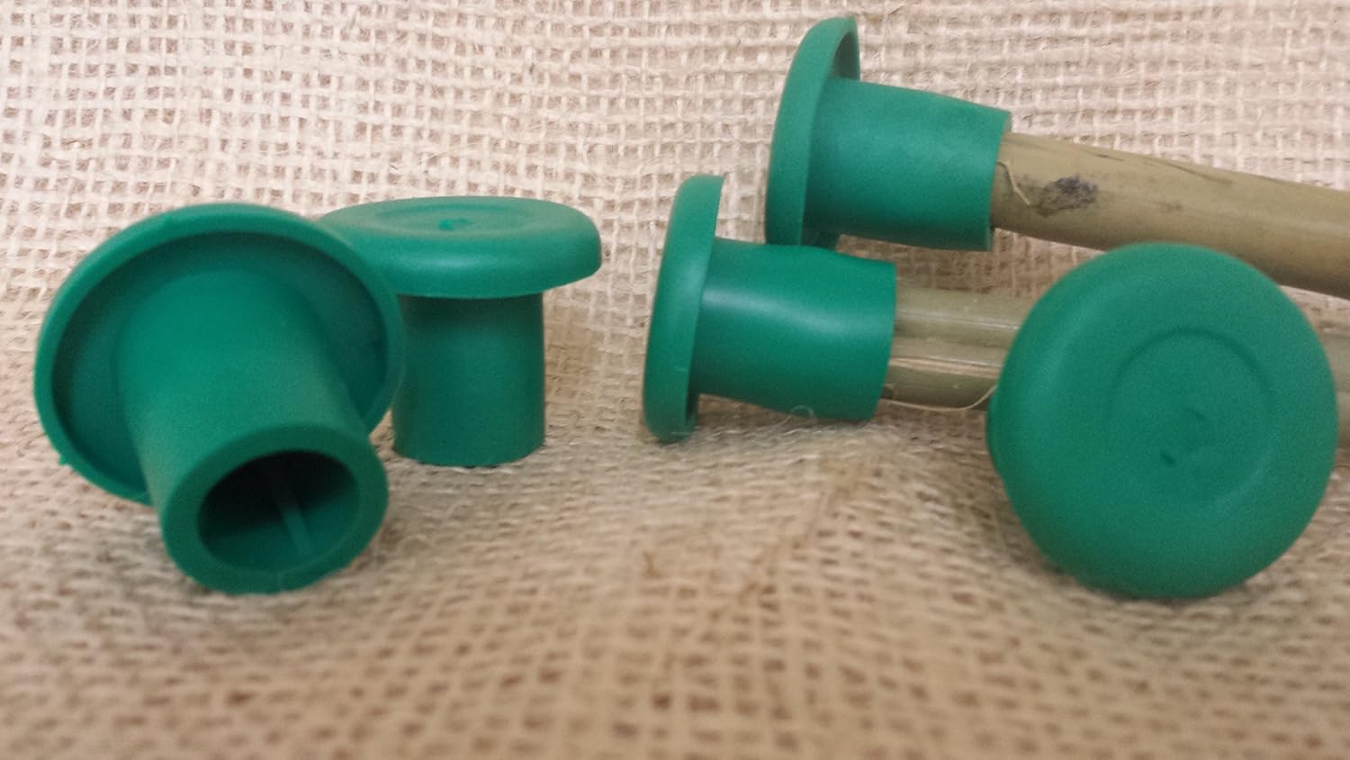 Elixir Gardens ® LARGE RUBBER CANE CAPS, BAMBOO CANES, STAKES x 100