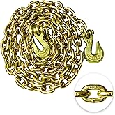 YATOINTO G80 Transport Binder Chain 3/8 Inch x 10 Foot Safety/Binder Chain with Clevis Grab Hooks 7,100 lbs Safe Working Load Logging Chain for Transporting Towing Tie Down Binding Equipment