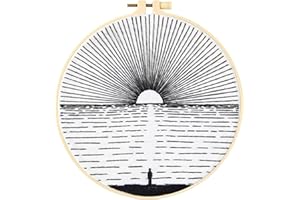 Crafmanoe Hand Embroidery Kits for Beginners Adults, Ocean Sunrise Embroidery Starter Kits, Counted Cross Stitch Kits for Beginners Adults Hobbies Sets for Women, Embroidery Hoops, Fabric and Thread