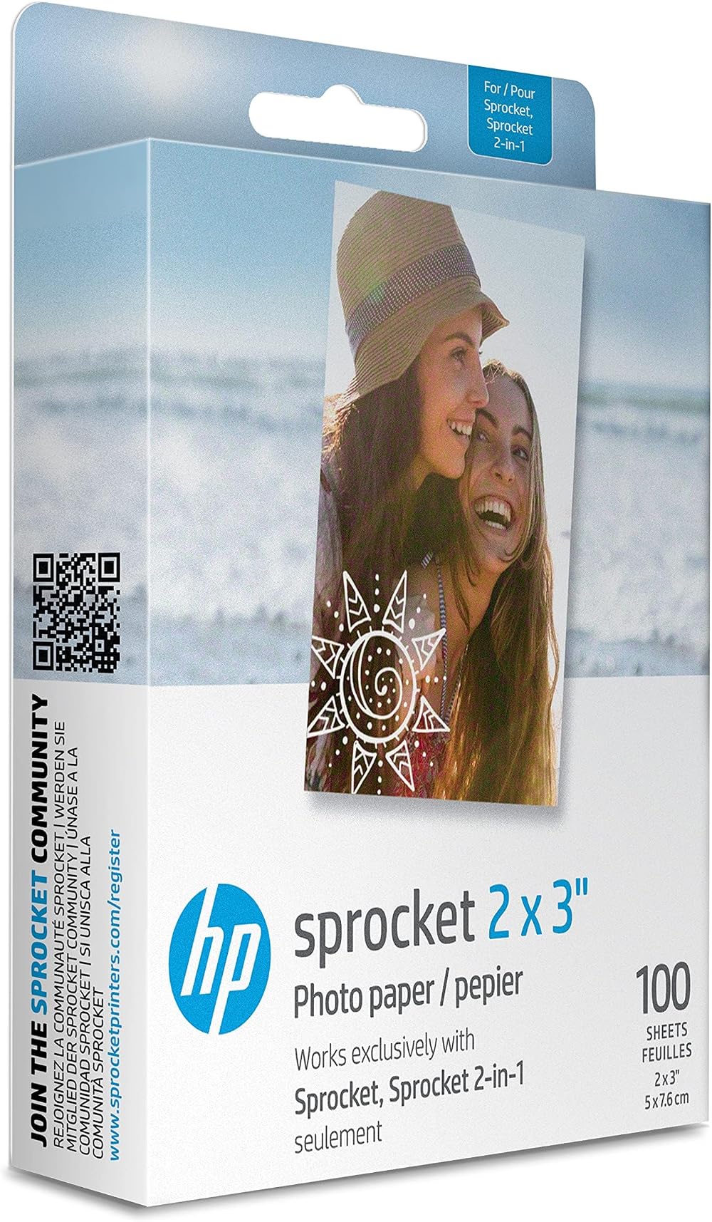HP Sprocket 2x3 Premium Zink Sticky Back Photo Paper 100 Sheets