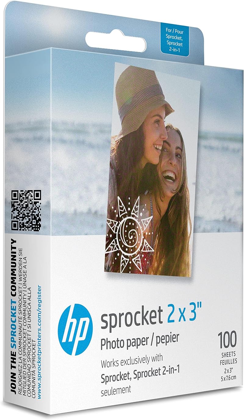 HP Sprocket 2x3 Premium Zink Sticky Back Photo Paper 100 Sheets