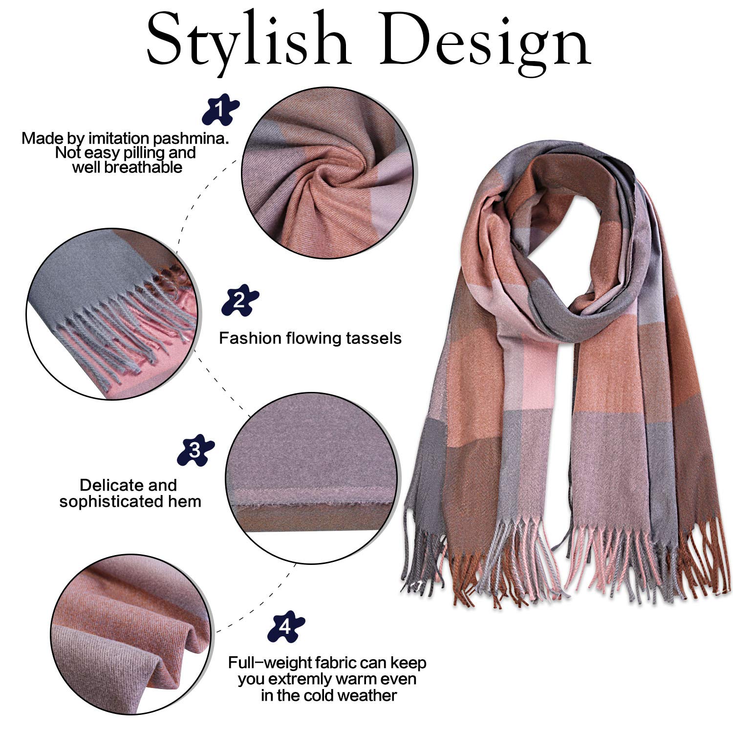 SOJOS Classic Plaid Tartan Cashmere Scarf for Women Men Soft Scarves SC316 SOJOS Classic Plaid Tartan Cashmere Scarf for Women Men Soft Scarves SC316