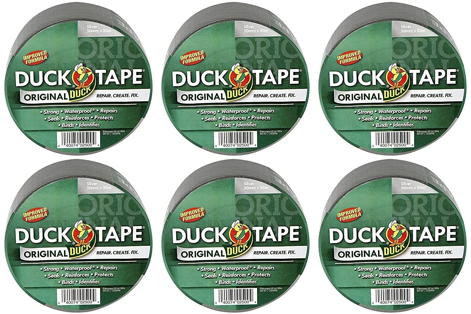 Duck Tape Original Silver, 50 mm x 50 m, Pack of 6
