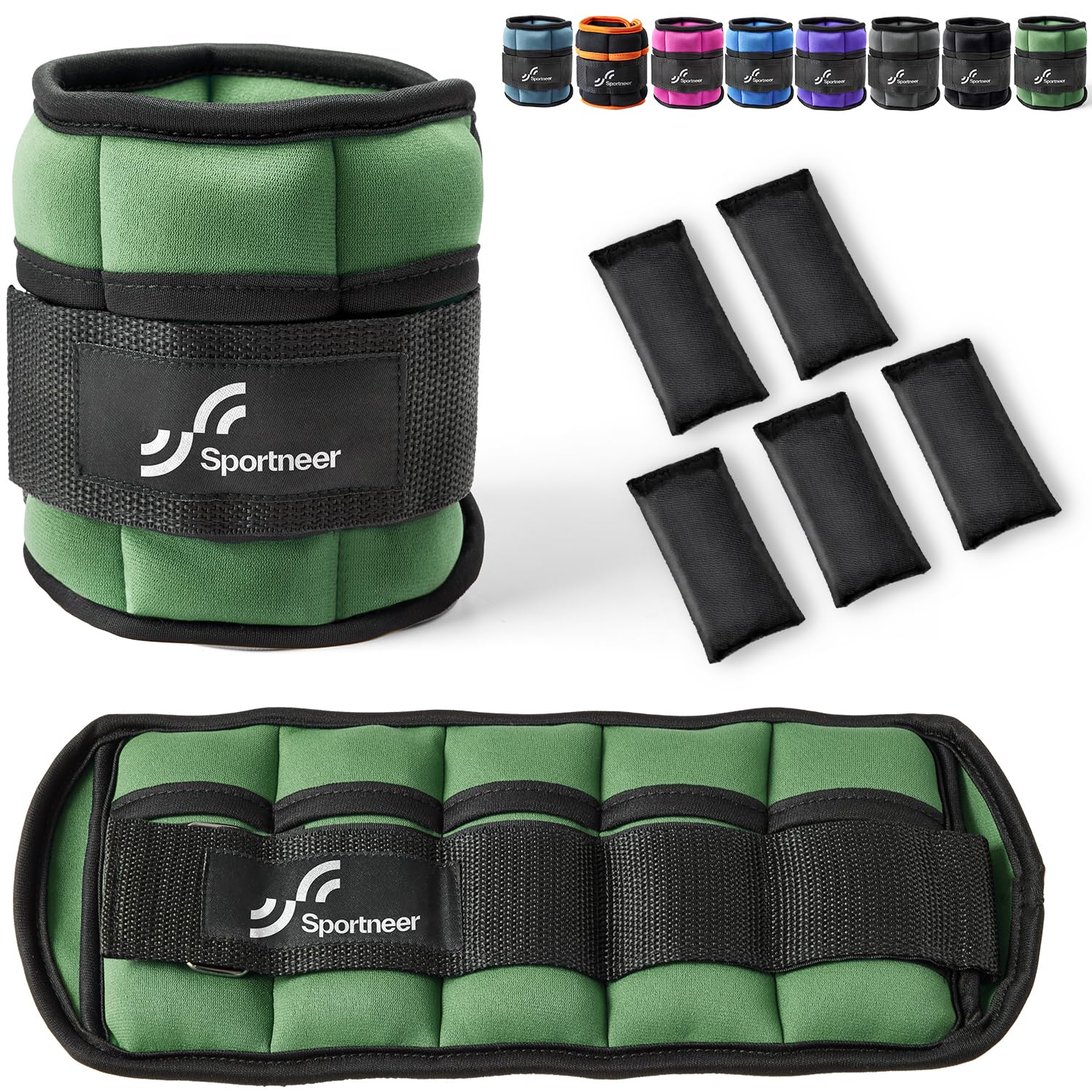 Sportneer Adjustable Ankle Weights Set: Leg Weights, Ankle Weight Wrist Weight Straps, 0.45-1.6kg for Per Ankle, 0.9-3.2kg for a Pair — image 1