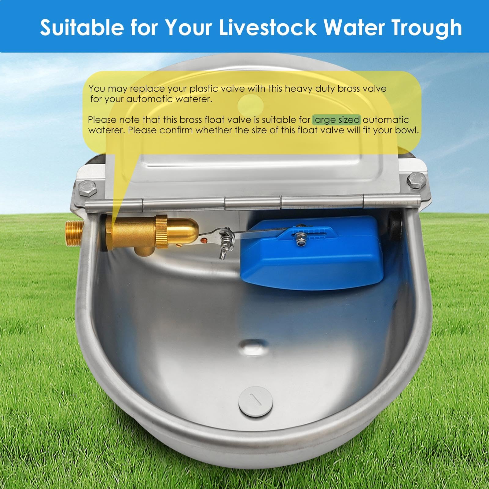 PAUQRWIE Float Valve 1/2 Inch Brass Float Ball Valve Adjustable Arm For Livestock Water Trough - View #4