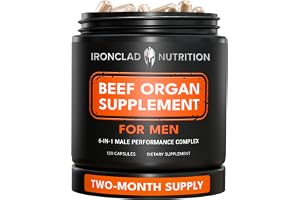 IRONCLAD NUTRITION Beef Organ Complex Capsules for Men - New Zealand and Grass Fed Finished Bull Supplement, Freeze Dried & Non-GMO Bovine Testes, Liver, Thymus, Heart, Bone Marrow (120 Count)