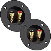 2 Pcs 3 Inch Speaker Box Terminal Cup Round Speaker Wire Connector Double Binding 2 Way Spring Loaded Jacks Subwoofer Box Terminal Plugs Binding Post Cup Connectors for Home Car Stereo