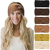 DRESHOW Winter Knit Chunky Headbands for Women Crochet Turban Knitted Ear Warmer Fashion Head Wrap 6 Pack