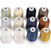 New brothread Multi-Purpose Mercerized Cotton Thread 12 Neutral&amp;Jean Colors | Thread Weight 50S/3, 600M(660Y) Each Spool, Used for Quilting, Serger, Sewing and Embroidery