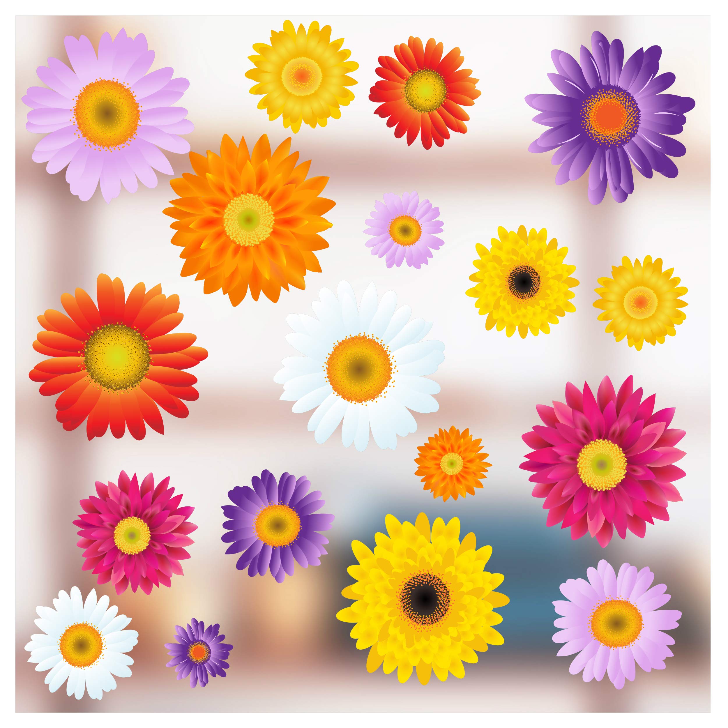 Flower Window Stickers - Gerbera and Daisy Static Cling Decorations for Windows and Glass Doors