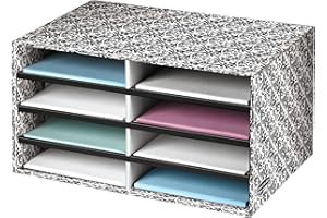 Bankers Box Decorative Eight Compartment Literature Sorter, Letter, Black/White Brocade (6170301)
