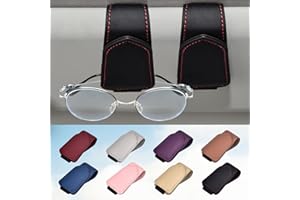 HOFFI Black Sunglasses Holder for car Visor, 2 Packs Magnetic Leather Sunglasses Clip for car Visor, car Accessories for Women and Men Interior, Visor Sunglasses Holder Clip（Black*2）