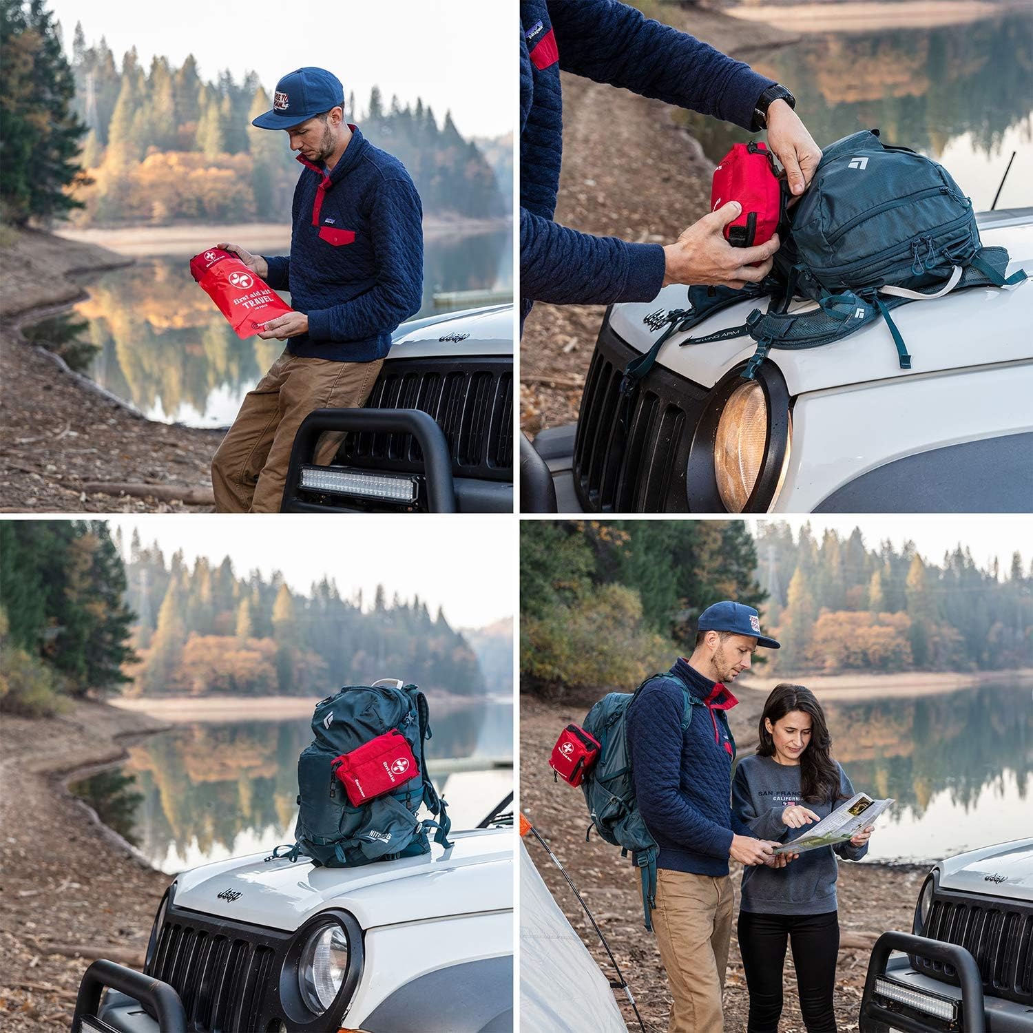 Surviveware Small First Aid Kit with Labelled Compartments for Hiking, Backpacking, Camping, Travel, Car and Cycling. : Sports & Outdoors