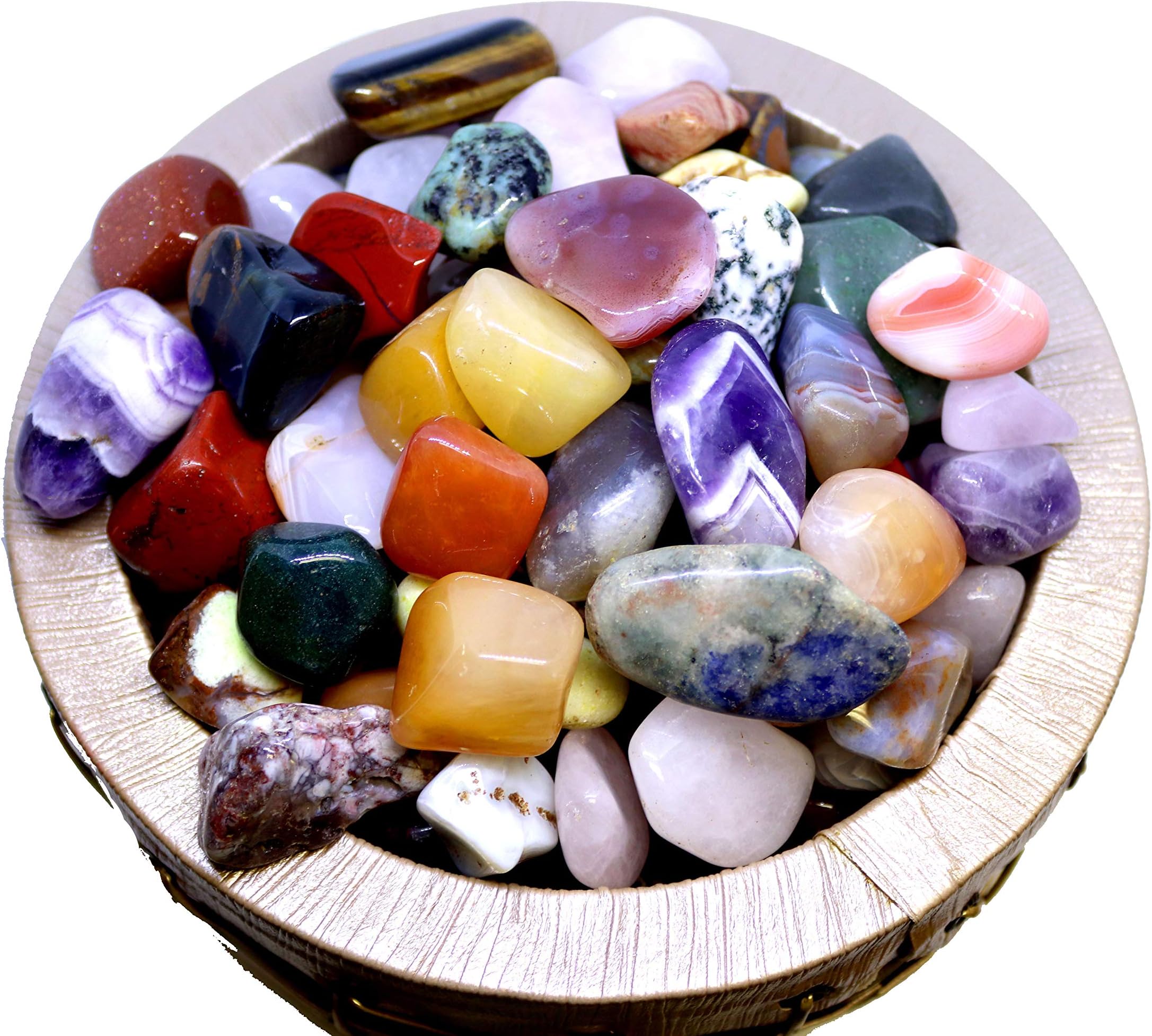 2 lbs Brazilian Natural Tumbled Stones - Assorted Mix Tumbled Stone Polished Gemstone - Large Size - 1" - 1.75" - Healing Stones - Chakra Mix