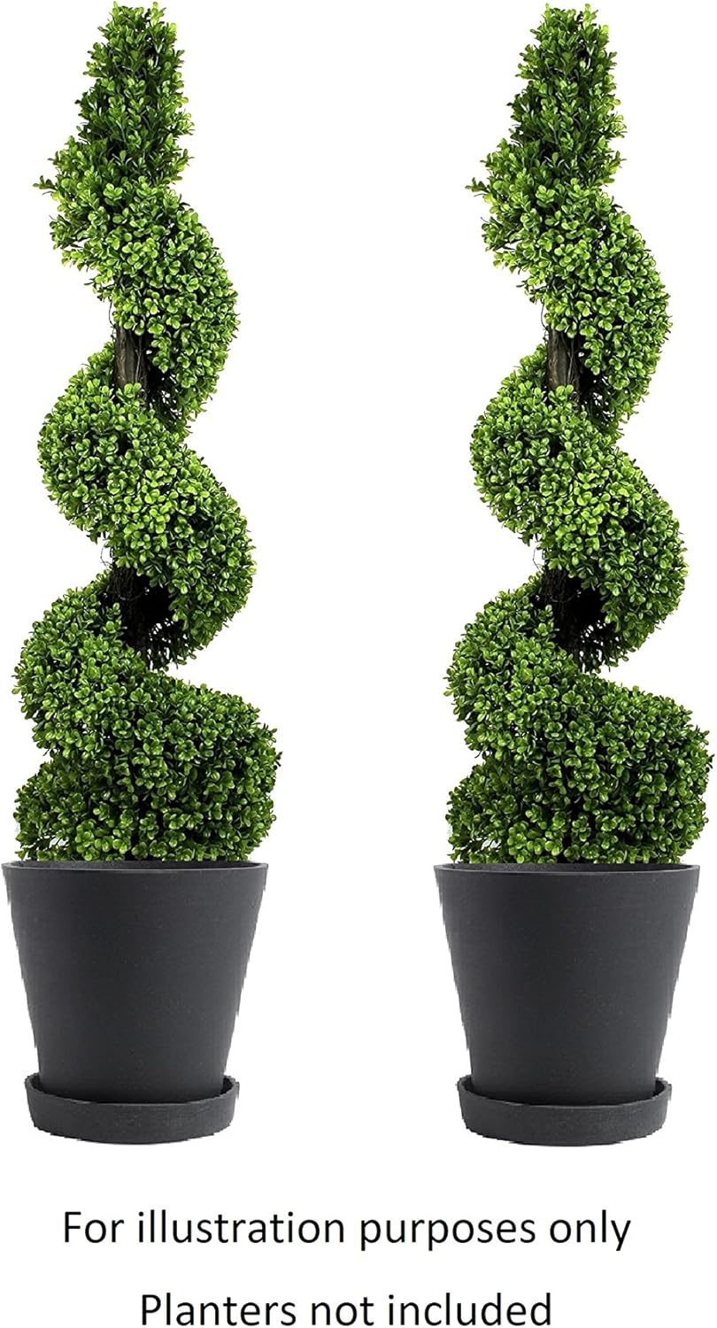 Super Saturday Artificial Topiary Boxwood Spiral Trees 4ft 120cm Pack
