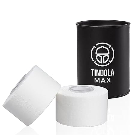 Tindola MAX Sporttape - Sport Tape Weiß 2 Rollen mit Aufbewahrungsdose, selbstklebend für Tapeverband, starke Klebekraft