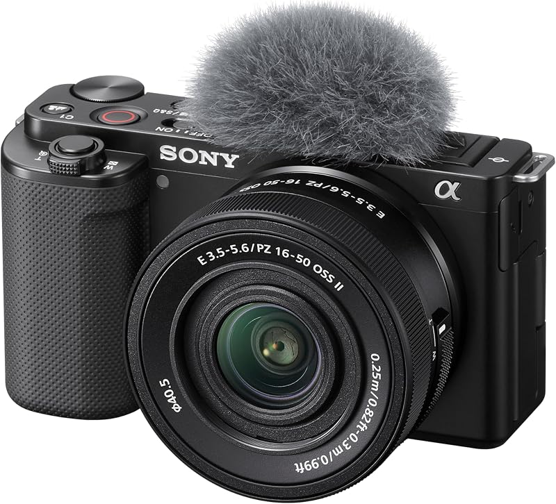Alpha ZV-E10K, câmara vlog sem espelho APS-C com objetiva intercambiável e kit de lentes zoom elétricos 16-50 mm f/3.5-5.6 II (24 MP, vídeo 4K, AF ocular em tempo real), ideal para vlogs, cor preta
