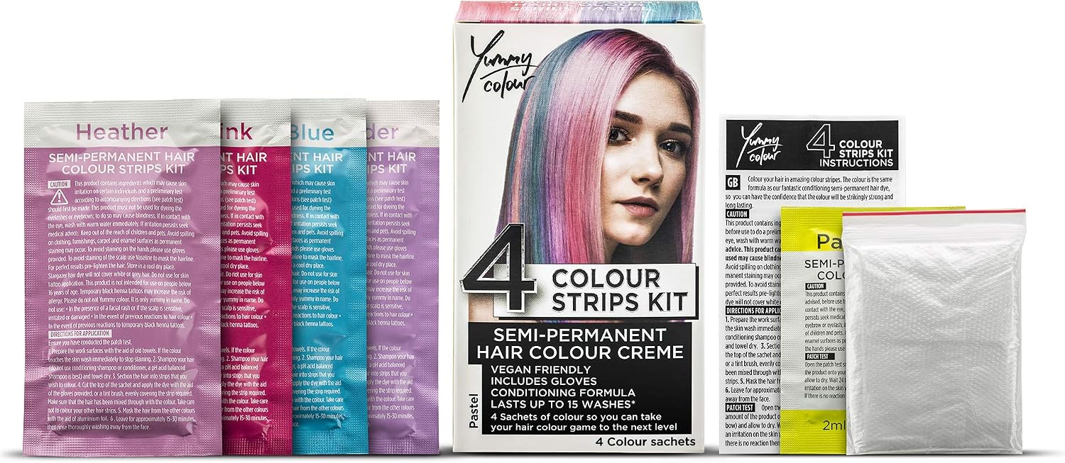 Stargazer Yummy Colour 4 Shade Semi-Permanent Hair Dye Strips Kit - Pastel - Image 3