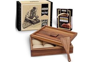 The Old Pizzaiolo Wooden Pizza Dough Proofing Box w/Lid – 16” x 12” – Made From Natural Acacia Wood – Proofing Container Tray for Home Kitchen with Dough Spatula and Pizza Dough Recipe Book