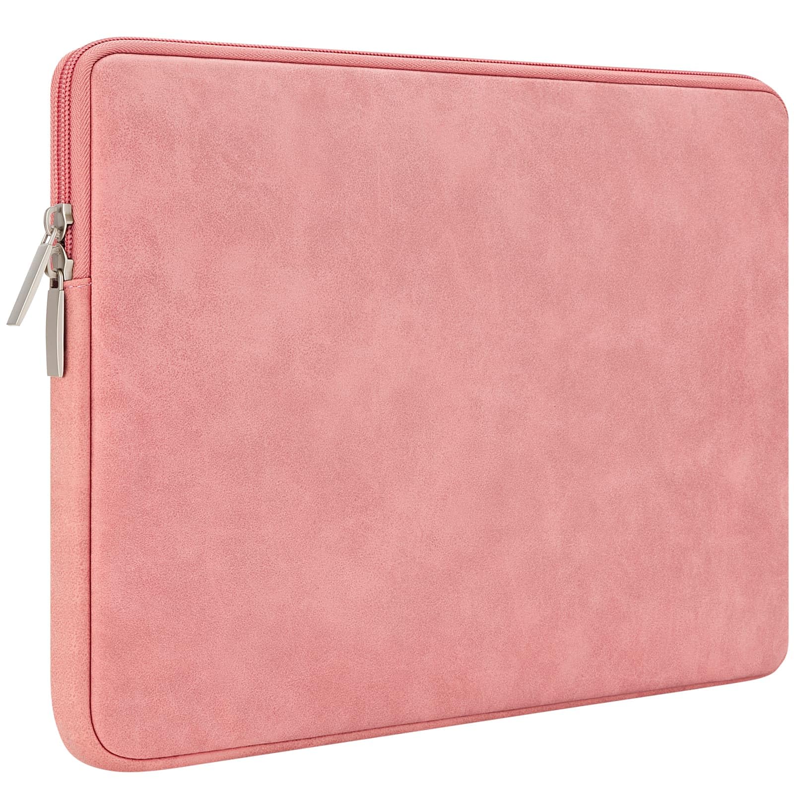 RAINYEAR 13 Inch Laptop Sleeve PU Suede Leather Case Protective Cover Water Resistant Carrying Bag Compatible with 13.3" Notebook Computer Chromebook,13.5" Surface Laptop(Coral)