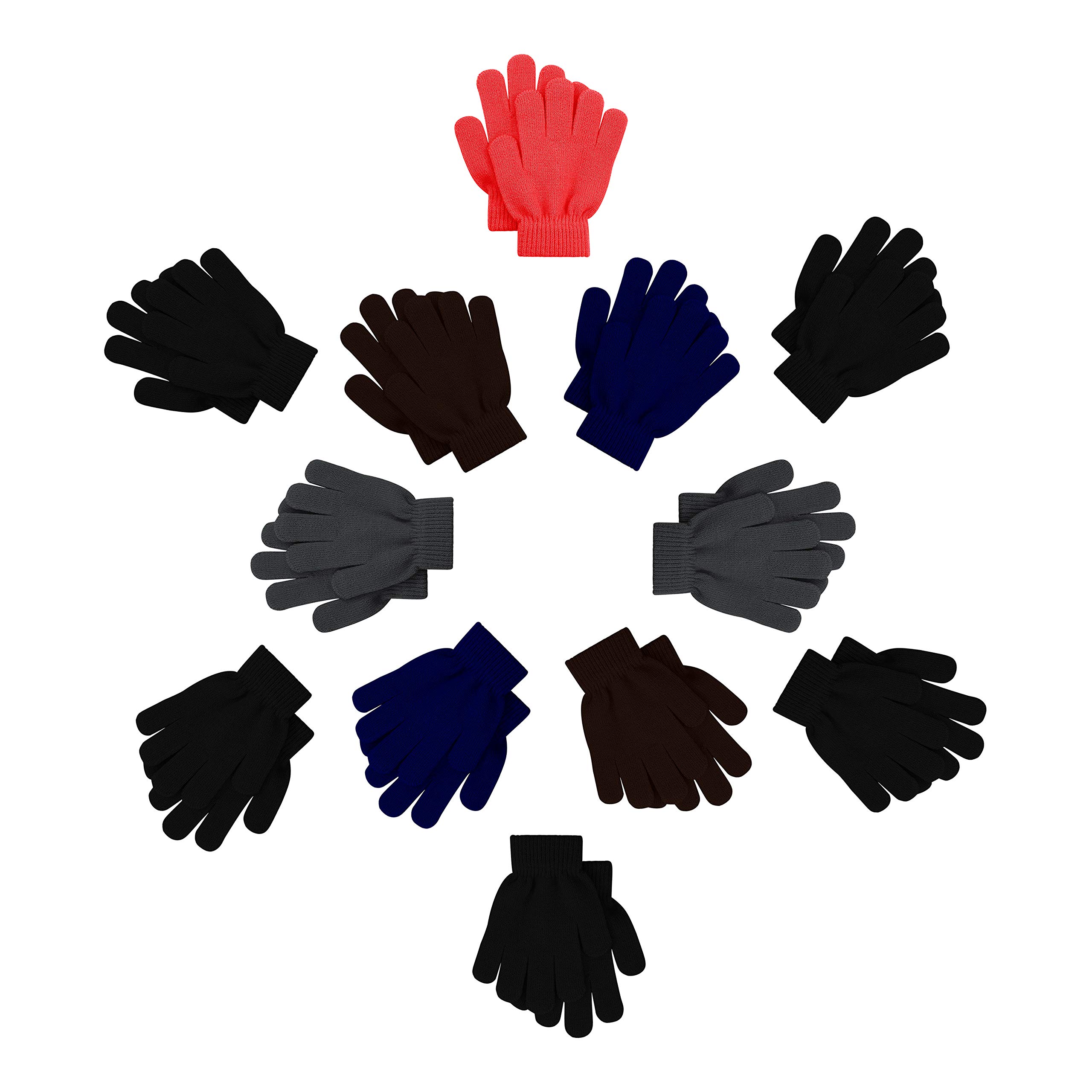 Photo 1 of 12 Pairs Kids Winter Gloves, Children Bulk Pack Fun Colorful Cute Magic Glove for Boys & Girls Assorted #4