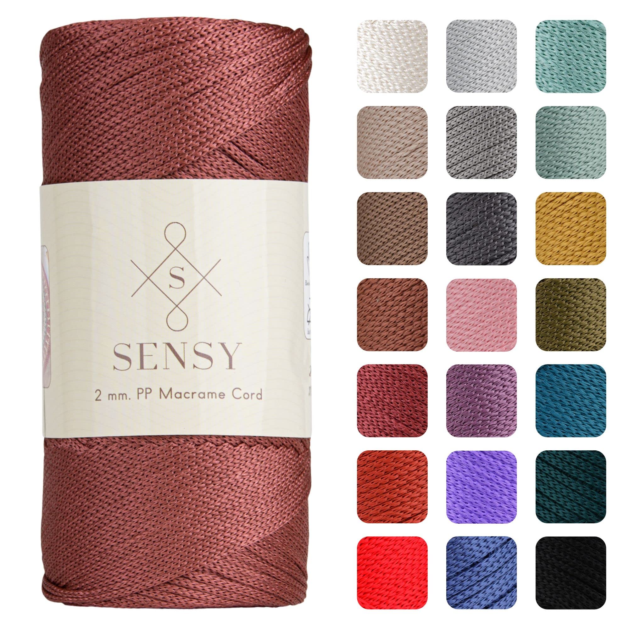 Sensy Premium 2mm 251 Yards Polyester Rope 100% Polypropylene Cord Macrame Cord 2mm Crochet Bag Cord Macrame Rope Crochet Thread Gift for Knitter (Dusty Rose) — image 1