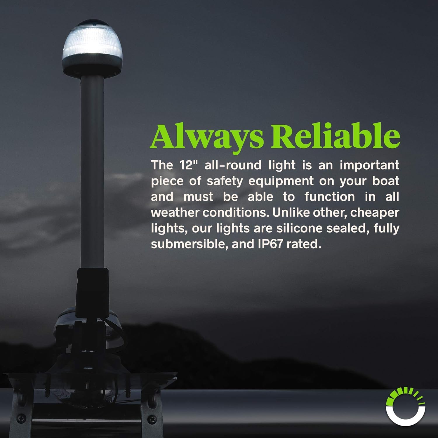12" White LED Marine Navigation Anchor All-Round Boat Light [USCG ABYC A-16 3NM] [IP67 Waterproof] [Chrome & ABS] 3 Nautical Mile Visibility Fold Down Stern Light for Fishing Boat Yacht Pontoon : Sports & Outdoors