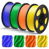 ANYCUBIC PLA Plus (PLA+), 3D Printer Filament 1.75mm Bundle, High Toughness, Dimensional Accuracy +/- 0.02mm, 4 Pack 1KG Reusable Spool, Blue, Green, Orange, Yellow