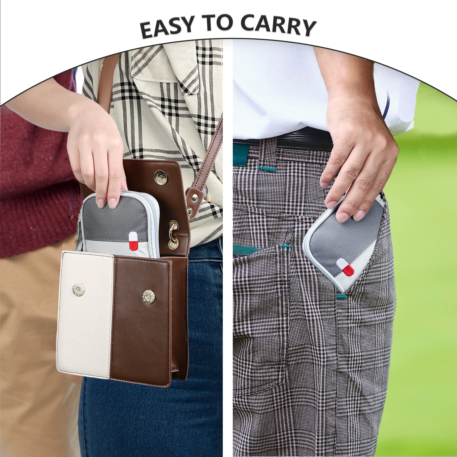 Romon 2 Stück Medikamententasche, Reiseapotheke Tasche Wasserdicht, Große & Klein Medikamententasche Reise, Tragbar Medizin Aufbewahrungstasche für Home Office Reisen, Grey 6