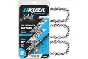 Premium 10 Inch Chainsaw Chain 3/8" LP Pitch, 050" Gauge, 40 Drive Links, German Steel, fits MAKITA, ECHO, Remington RM1035P, Worx WG309, Sun Joe SWJ803E, Craftsman - and more - S40 (3 Chains) - 1